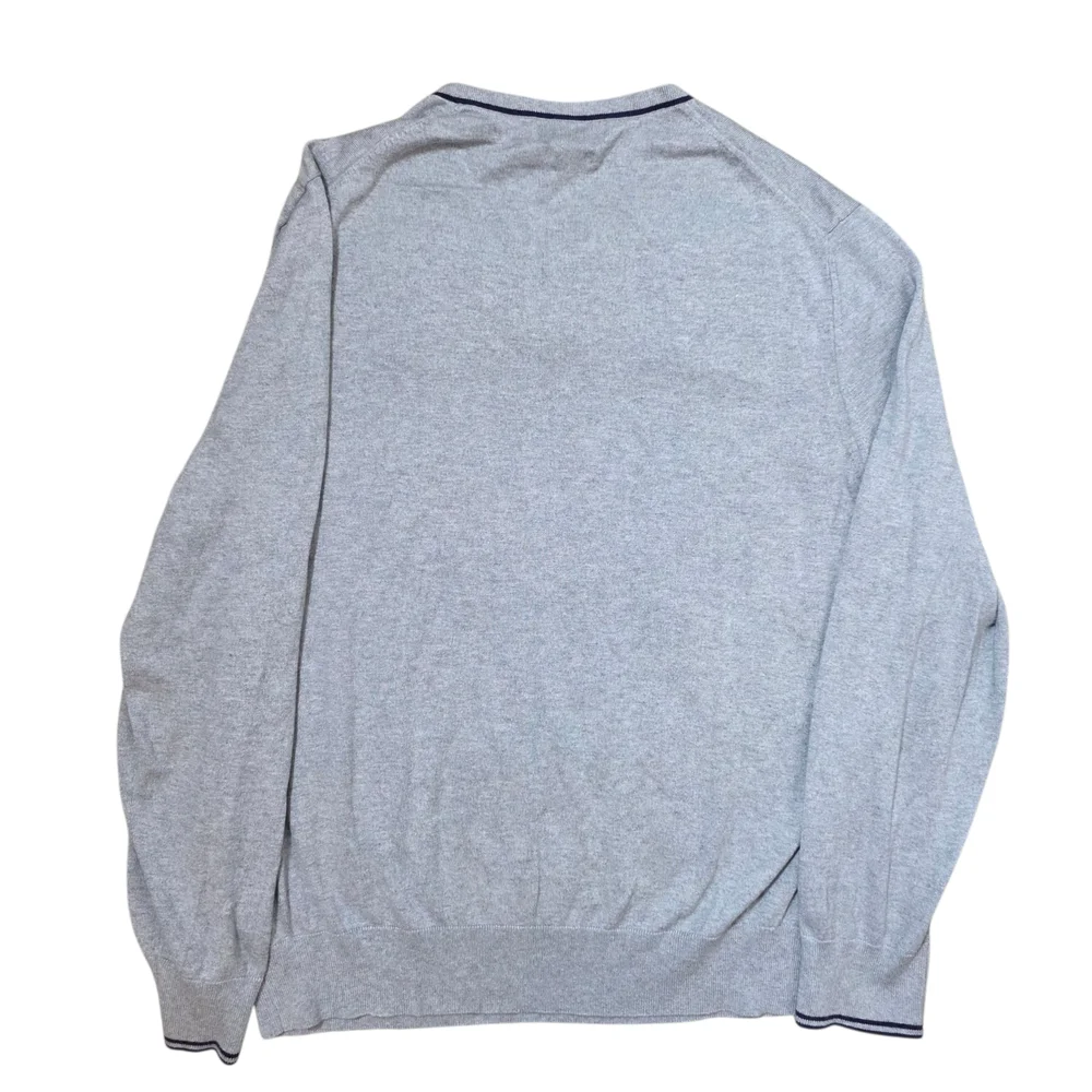 Banana Republic Mens Silk V Neck Sweater XL Gray‎ Cotton Cashmere Preppy Luxury